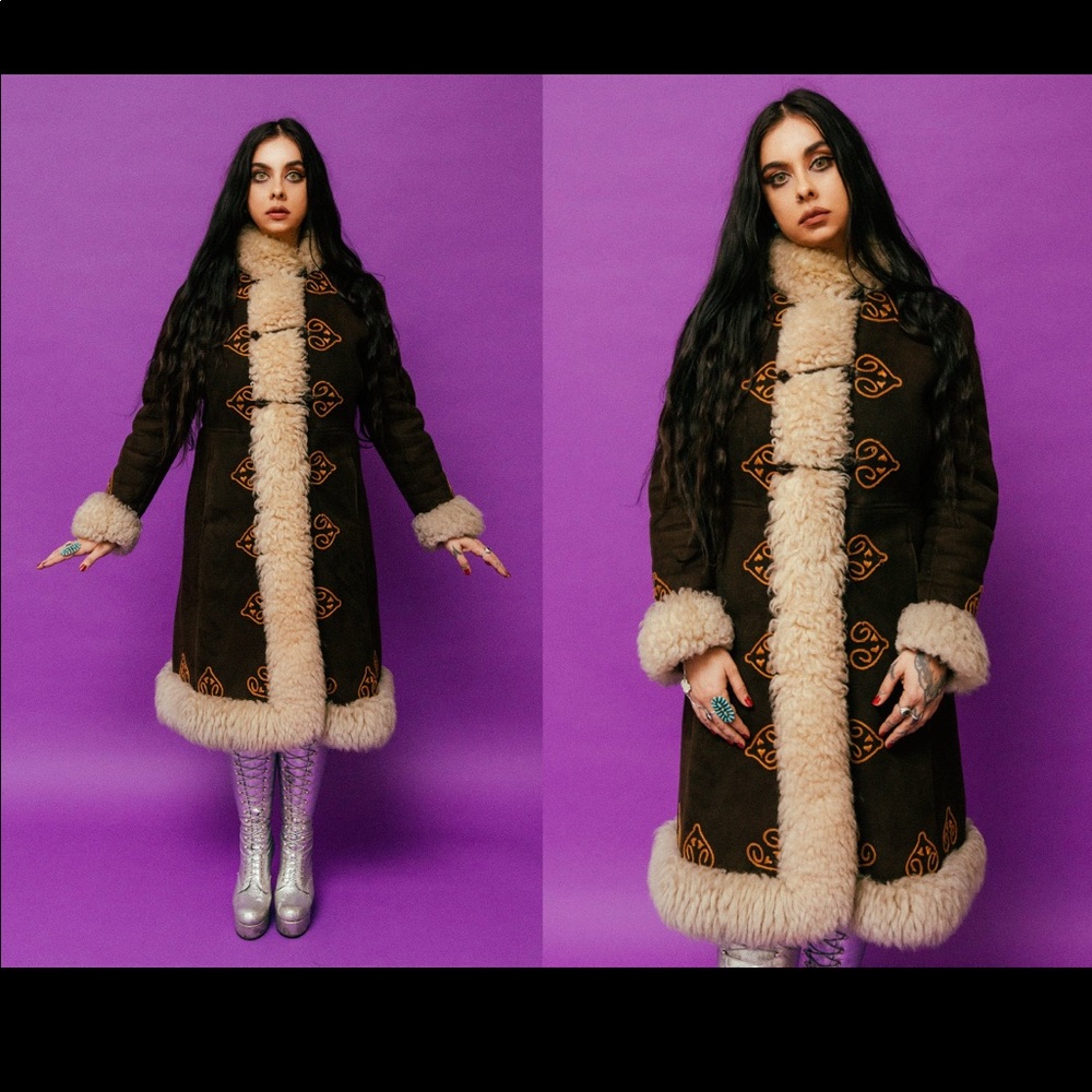 Vintage original 1960's WOODSTOCK sheepskin shearling hippie afghan coat